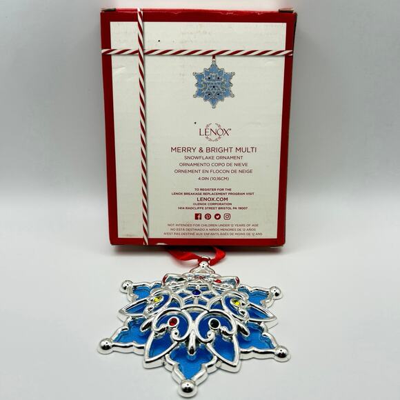 Lenox Merry & Bright Clear Snowflake Christmas Ornament Holiday Decor Festive - Picture 5 of 8
